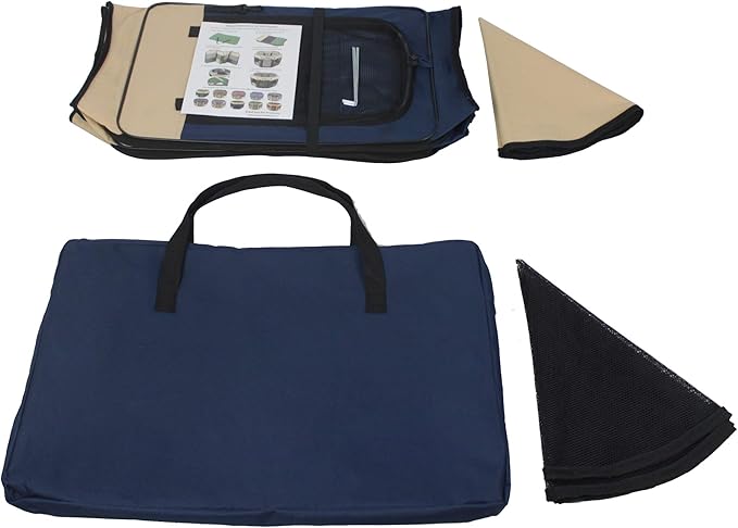 EliteField 2-Door Soft Pet Playpen (2 Year Warranty), Exercise Pen, Multiple Sizes and Colors Available for Dogs, Cats and Other Pets (62" x 62" x 36"H, Beige+Navy Blue)