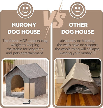 Indoor Dog House with Washable Plush Cushion - Large Size for Dogs & Cats Up to 44 Pounds