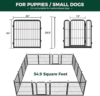 FXW Rollick Dog Playpen for Yard, RV Camping, 24 inch 16 Panels for Puppy and Small Dogs│Patented