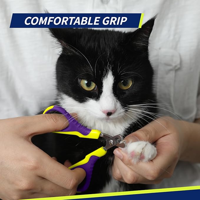 WePet Pet Nail Clippers U07.1, Professional Claw Trimmer, Bended Scissor Special for Cats, Kittens, Dogs, Puppies, Small Animals, Yellow/Purple