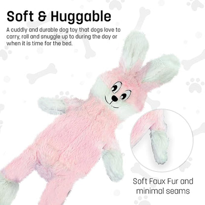 FGA MARKETPLACE Pink Rabbit Dog Toy Flat NO Stuffing NO Squeak, Funny Style Will Entertain Your Dog for Hours, Recommended for Small and Medium Dog 21 INCH Long