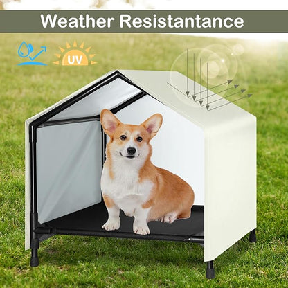 Indoor Outdoor Dog House | Elevated Dog Bed with Canopy for Small Medium Dogs Cats, Outside Raised Dog Bed, Waterproof & Sunproof Shade Shelter Tent(24" x 24")