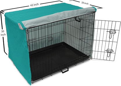 Lunarable Abstract Dog Crate Cover, Classic Monochrome Design Meander Greek Motif Repetition Illustration, Easy to Use Pet Kennel Cover for Medium Large Dogs, 42 Inch, Teal and Dark Turquoise