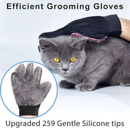 LIONROGE Cat Grooming Glove Brush,Self-Cleaning Slicker Pet Brush for Short and Long Haired Pets,Dog Bath Brush for Shedding and Grooming,Removes Loose Hair and Tangles,Promote Circulation