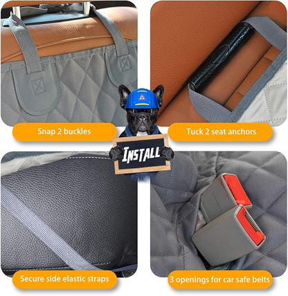 Honest Bench Dog Car Seat Covers with Side Flap,Dog seat Cover for Cars, Trucks, and Suv's - Waterproof & Nonslip Pet Seat Cover for Backseat(Gray 61" W x 51" L)