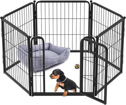 FXW Homeplus Dog Playpen for Indoor Use - Stress-Free and Safe Play, Heavy Duty 24 Inch 6 Panels Dog Pen for Puppies and Small Dogs, Black│Patented
