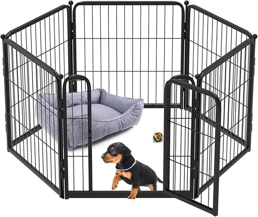 FXW Homeplus Dog Playpen for Indoor Use - Stress-Free and Safe Play, Heavy Duty 24 Inch 6 Panels Dog Pen for Puppies and Small Dogs, Black│Patented
