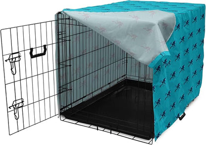 Lunarable Scuba Dog Crate Cover, Repeating Diving Man Nautical Pattern, Easy to Use Pet Kennel Cover for Small Dogs Puppies Kittens, 18 Inch, Sea Blue Night Blue
