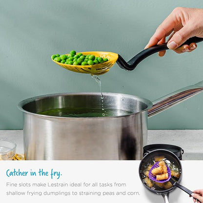 Dreamfarm Lestrain 2-in-1 Drip-Catching Sit-Up Slotted Cooking Spoon Scoop & Strainer - 11" Green
