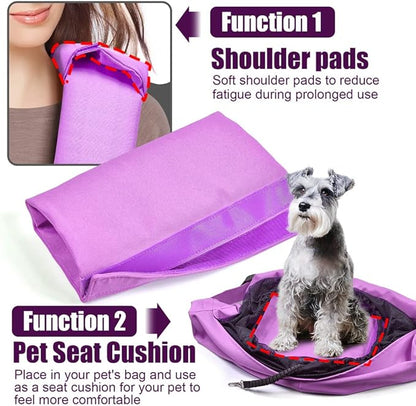 Dog Cat Sling Carrier Adjustable Padded Shoulder Strap with Large Zipper Pocket & Mesh Pocket for Outdoor Travel