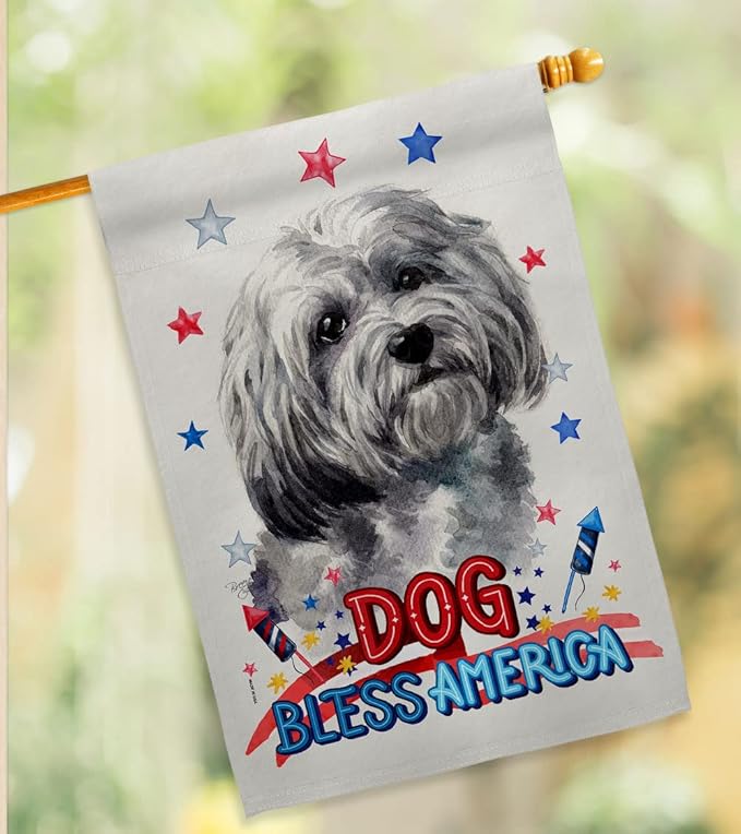 Breeze Decor Patriotic Havanese House Flag Pack Dog Puppy Spoiled Paw Canine Fur Pet Nature Farm Animal Creature Support Our Troops Banner Small Garden Yard Gift Double-Sided, Made in USA