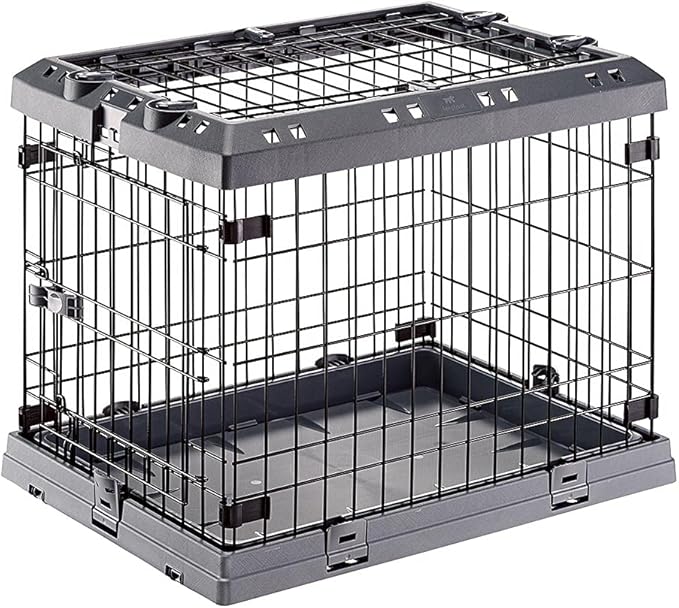 Ferplast Superior Hybrid ECO Dog Crate and Playpen, Environmentally Friendly Dog Crate Made with Recycled Plastic, 24-Inch, Gray
