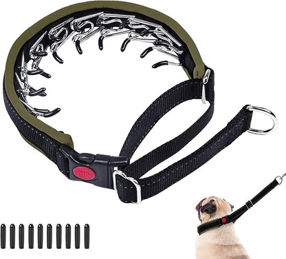 Martingale Collar for Dogs, Heavy Duty Nylon No Pull Dog Collar with Buckle, Adjustable Anti Pull Collar Reflective Slip Collar for Large Medium Small Dog Training Walking S Army Green
