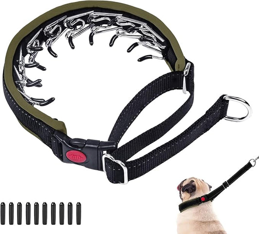 Martingale Collar for Dogs, Heavy Duty Nylon No Pull Dog Collar with Buckle, Adjustable Anti Pull Collar Reflective Slip Collar for Large Medium Small Dog Training Walking S Army Green
