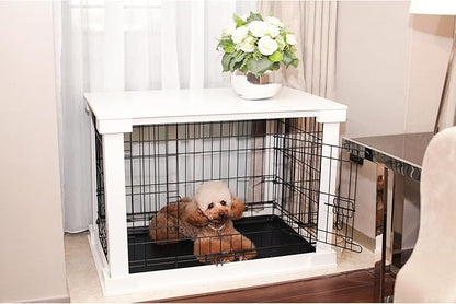 zoovilla White Dog Cage with Crate Cover, Dog Kennel White Large
