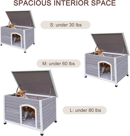 44" Wooden Large Dog Houses Outdoor Indoor, Waterproof Dog Houses Outside with Window Dog House for Small to Large Sized Dogs-Grey