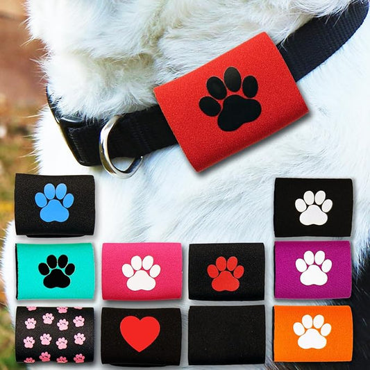 Dapper Dog Pet Tag Silencer and AirTag Holder (Red with Black Paw)