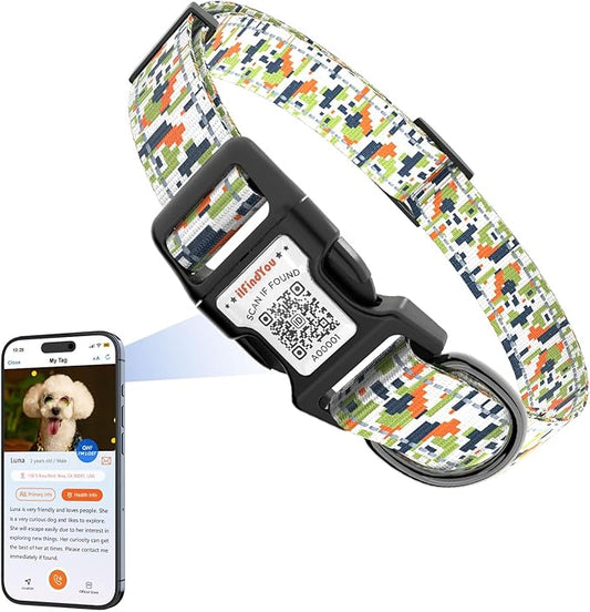 Reflective Dog Collars for Medium Dogs Soft Nylon Camo Green Sized S
