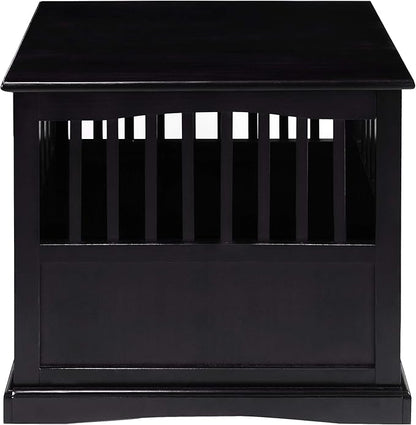 Casual Home Wooden Indoor Dog Crate House Kennel End Table Night Stand Furniture with Lockable Latch for Small to Medium Pets, Black