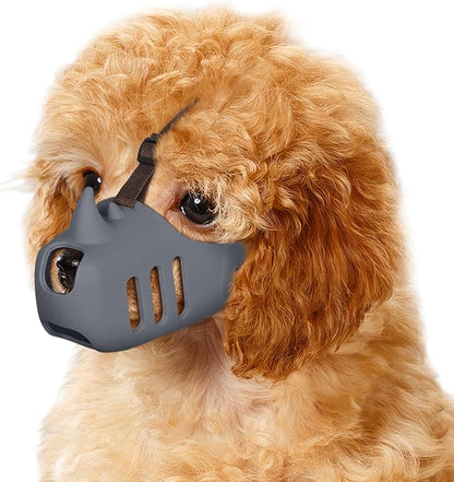 LUCKYPAW Dog Muzzle Soft Muzzle for Small Medium Dog Poodle Dachshund Breathable Silicone Cage Muzzle for Biting Chewing Funny Rhino Muzzle with Adjustable Strap
