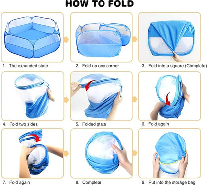 Small Animals Playpen, Breathable & Waterproof Pet Playpen Cage Tent Outdoor/Indoor Portable Fence Tent for Puppy/Kitten/Rabbits/Hamster/Chinchillas/Guinea Pig (Blue)
