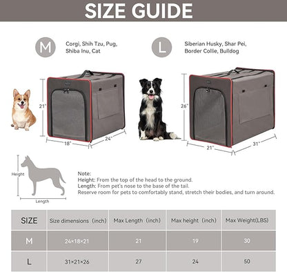PETSFIT Portable Dog Crate, Collapsible Dog Crate - 24 Inch with Thicken Mat, Easy to Fold, Sturdy and Portable, Perfect for Traveling, Soft Dog Kennel Army Green