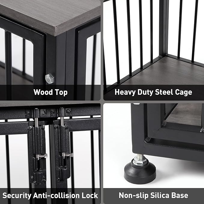 48 Inch Heavy Duty Dog Crate Furniture for Extra Large Dogs, Decorative Pet House End Table, Wooden Cage Kennel Furniture Indoor, XL XXL Dog Crate, Black