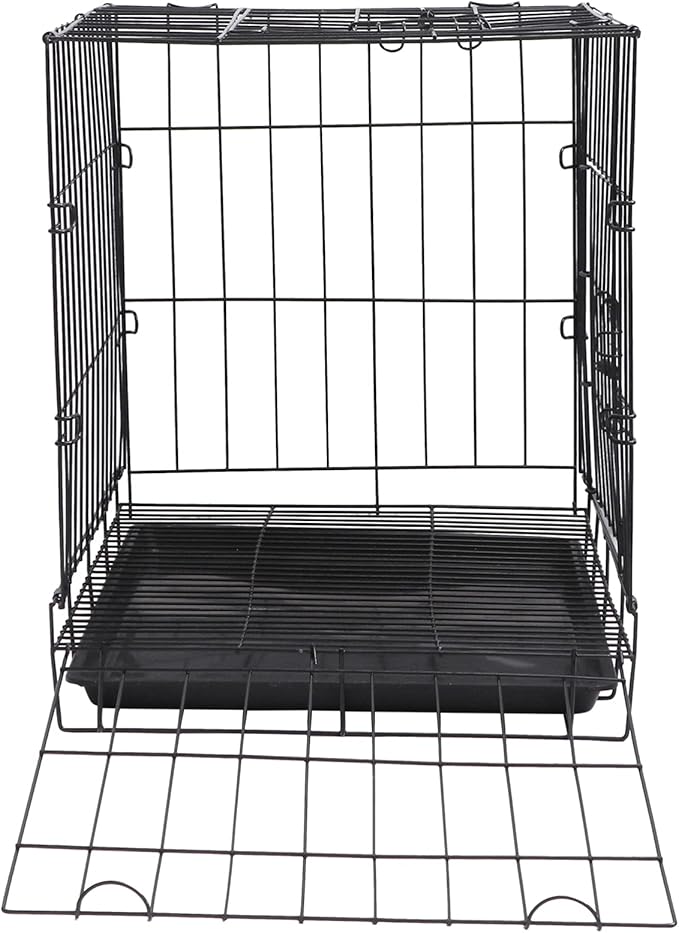 Folding Metal Dog Crate, Black, Portable, Easy to Install, Durable, Secure, Warm and Comfortable