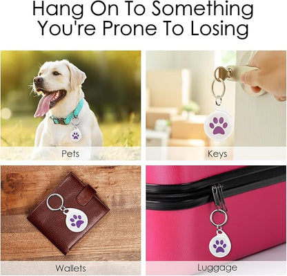 QR Code Dog Tag, Smart ID Tags, Dog Tags Personalized Lightweight Silent ID Tag for Kids Pets Bags Keys, Purple