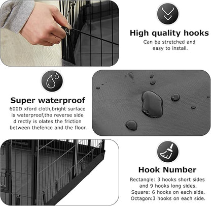 PJYuCien Rectangle Dog Playpen Bottom Pad - Fits 8 Panels 24"" Width Metal Dog Playpen -24""x72"" Size 600D Oxford Cloth Waterproof Playpen Bottom Pad (Note: Only Bottom Pad, No Playpen!!!), Black