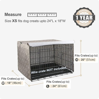 Explore Land Pattern Dog Crate Cover for 24 Inches Wire Cage, Heavy-Duty Polyester 1 2 3 Doors Standard Metal Pet Kennel Enclosure (Vintage Violet)