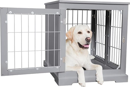 TRIXIE 32.7" Indoor Dog Crate, Wooden Crate Table for Dogs Up to 50 lb, Medium Dog Kennel, Perfect in Any Room, Gray