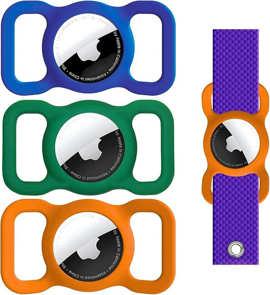 Dog Air Tag Holder (3-Pack) | Apple Air Tag GPS Tracker for Dogs | Airtag Dog Collar Holder | Airtag Holder for Dog Collar | Air Tags Holder | Navy (Dark Blue), Green, Orange