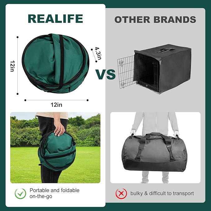 Realife Dog Enclosures Home Outdoor Fashions Portable/Collapsible/fixable, Pop Up Travel Pet Tent, 38" L x 22.5" W x 5.5" H，Green