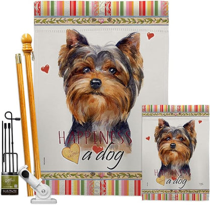Breeze Decor Torkshire Terrier Happiness Garden House Flag-Kit Dog Puppy Spoiled Paw Canine Fur Pet Nature Farm Animal Creature Decoration Banner Small Yard Gift Double-Sided, Made in USA