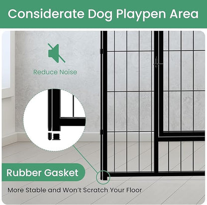 Dog Playpen 24 Inch 8 Panels, Heavy Duty Metal Pet Playpen Indoor Outdoor for Camping, Yard, RV, Garden Fence, Privacy Patio, Black