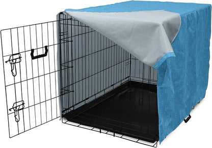 Lunarable Yellow and Blue Dog Crate Cover, Stars in The Sky Themed Vibrant Colored Celestial Pattern, Easy to Use Pet Kennel Cover for Small Dogs Puppies Kittens, 22 Inch, Blue Yellow