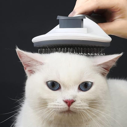 Self-Cleaning Slicker Brush Comb - Best Pet Cat Dog Grooming Long Short Hair - Shedding Loose Undercoat Tangled Haired Removes Tool - Gray