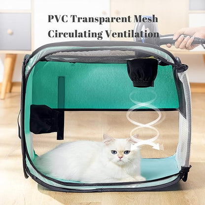 Pet Dog Cat Drying Box | Anti-Hair Flying | Portable Foldable Cat Drying Room | Drying Crate Cage for Small and Medium Dogs (Green)