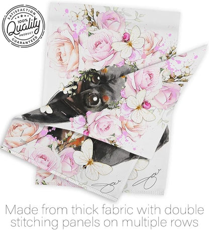 Breeze Decor Dachshund Floral House Flag Set Dog Puppy Spoiled Paw Canine Fur Pet Nature Farm Animal Creature Decoration Banner Small Garden Yard Gift Double-Sided, Made in USA