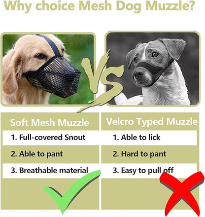 Whongkidz Dog Muzzle for Extra Small Sized Dogs, Air Mesh Dog Mouth Cover Allow Drinking No Biting Chewing for Dogs That Eat Everything (Black, XS)