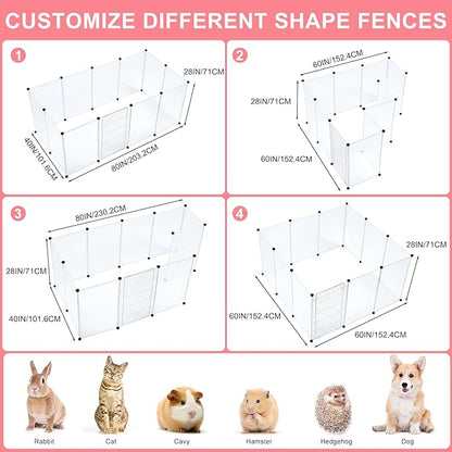 BRIAN & DANY Dog Playpen Portable for Small Animals, Dog Play Pen Indoor, Transparent Pet Playpen for Puppies, Cats, 80" L x 40" W x 28" H