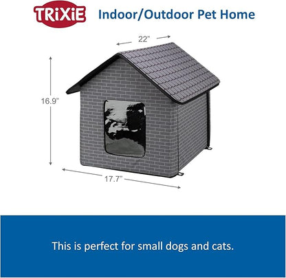 TRIXIE Pet House for Small Dogs & Cats – Insulated Dog House Outdoor with Foam Insulation & Waterproof Fabric, Lightweight Portable Dog House – 22.1 x 17.7 x 16.9
