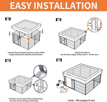 PJYuCien Square Top Cover - Fits 8 Panels 24 Inch Width Metal Dog Fence Dog Playpen (Note: Only PlayPen Top Cover, NO PLAYPEN!!!)…