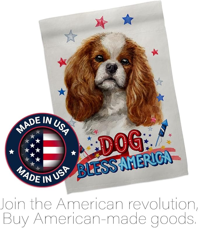 Breeze Decor Patriotic Comforter Spaniel House Flag Set Dog Puppy Spoiled Paw Canine Fur Pet Nature Farm Animal Creature Decoration Banner Small Garden Yard Gift Double-Sided, Made in USA