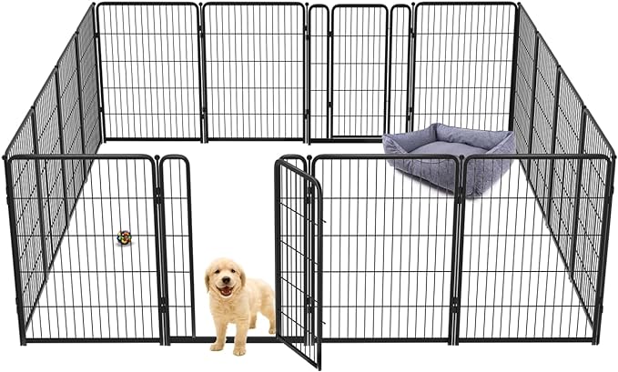 FXW Homeplus Dog Playpen for Indoor Use - Stress-Free and Safe Play, Heavy Duty 40 Inch 16 Panels Dog Pen for Medium and Large Dogs, Black│Patented