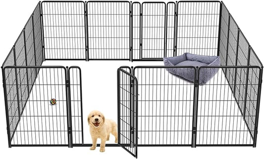 FXW Homeplus Dog Playpen for Indoor Use - Stress-Free and Safe Play, Heavy Duty 40 Inch 16 Panels Dog Pen for Medium and Large Dogs, Black│Patented