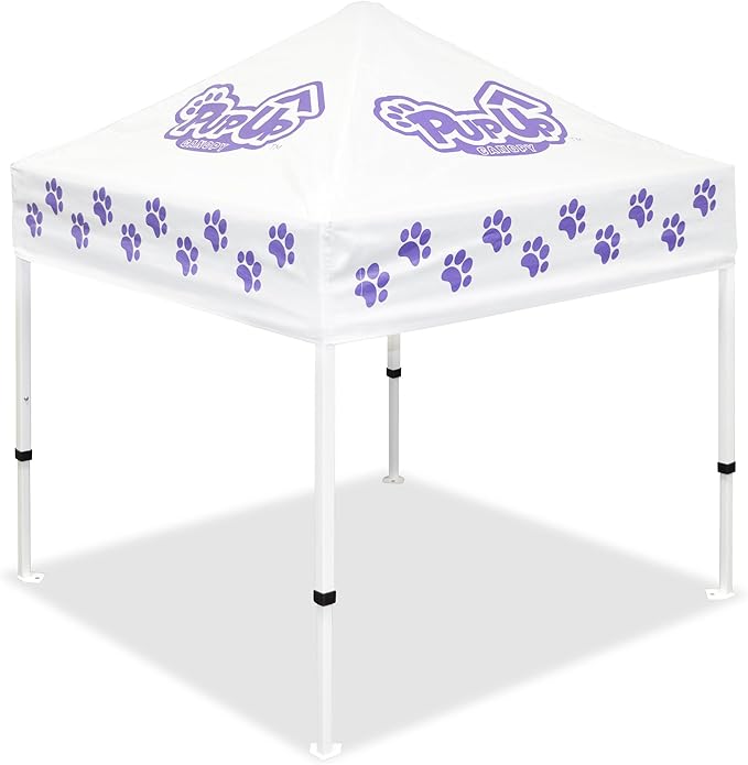 PupUp Canopy Instant and Portable Dog House and Shelter, White/Purple, Large