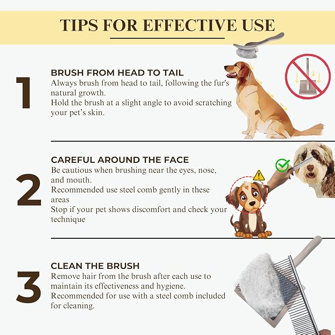 Specialized Grooming Tool for Great Pyrenees and Doodles (Goldendoodles, Poodles & Labradoodles) - Dog Slicker Brush & Comb Kit: Work Through Dense and Long Coats, for Both Matted Hair and Shedding