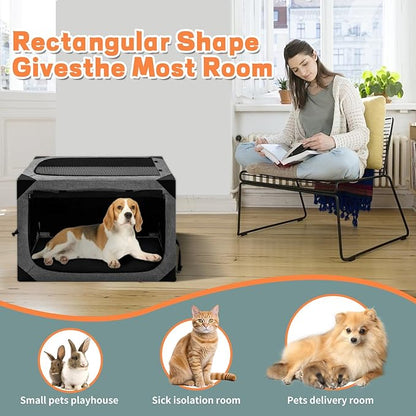 36X25X25 Inch Dog Crate, Large Dog Crate for Large or Medium Dogs, Portable and Foldable Design of Dog Cage, Perfect for Travel or Home Use, Dog Kennel with 3-Door and Durable Mesh Windows, Grey